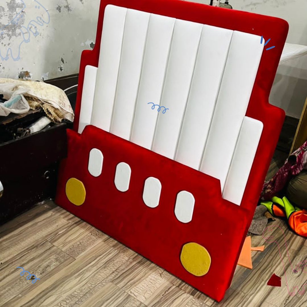 Kids Car Bed – Soft Padded Frame | Available in Red & Blue