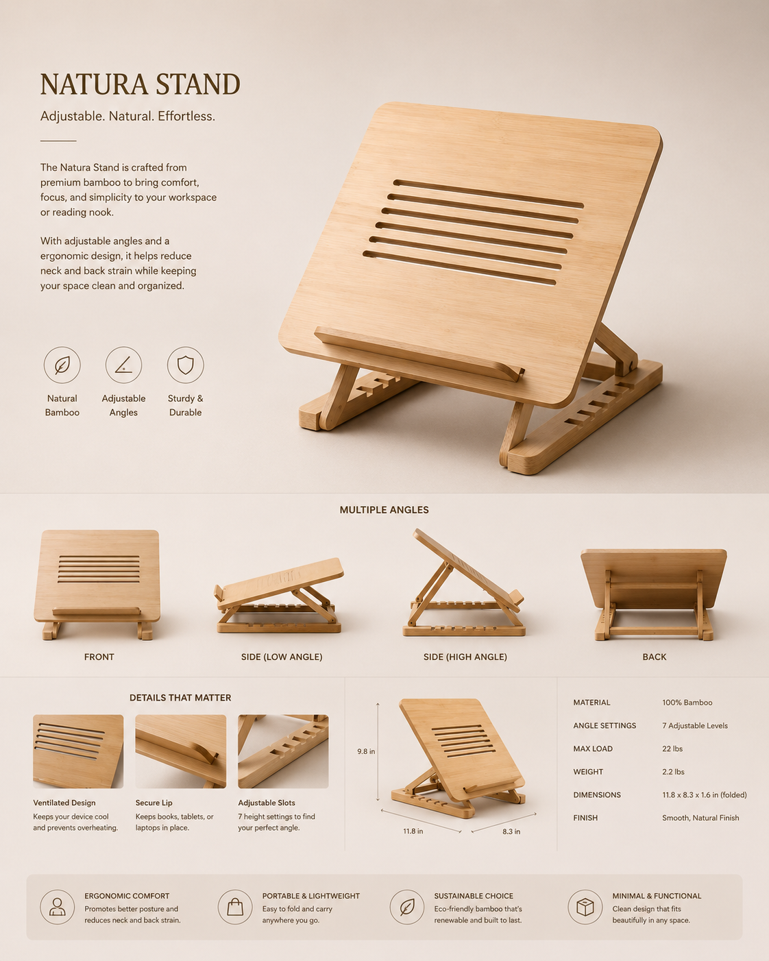NordicLift Wooden Laptop Stand