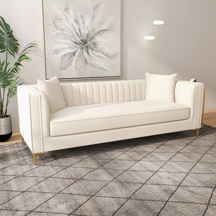 Lunara Cream Channel Sofa
