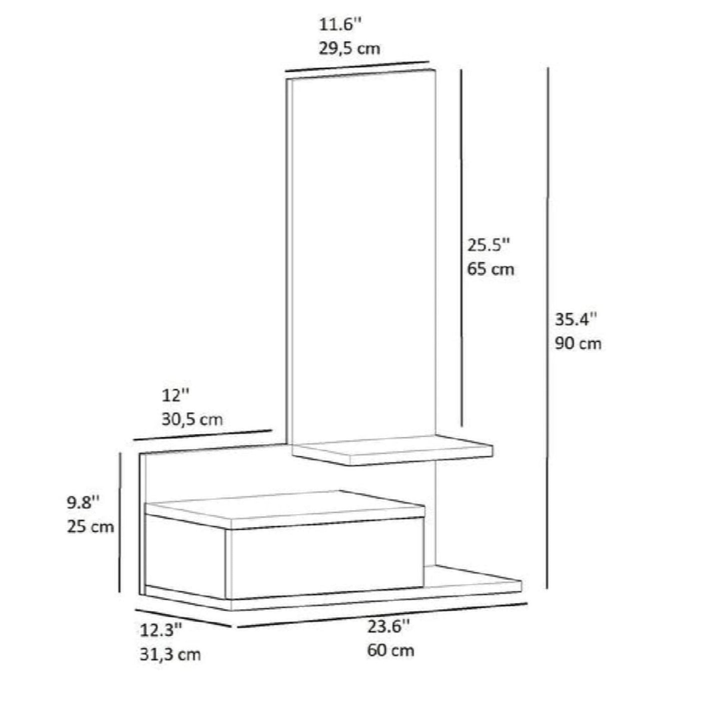Wall Mounted Dressing Table With Drawer