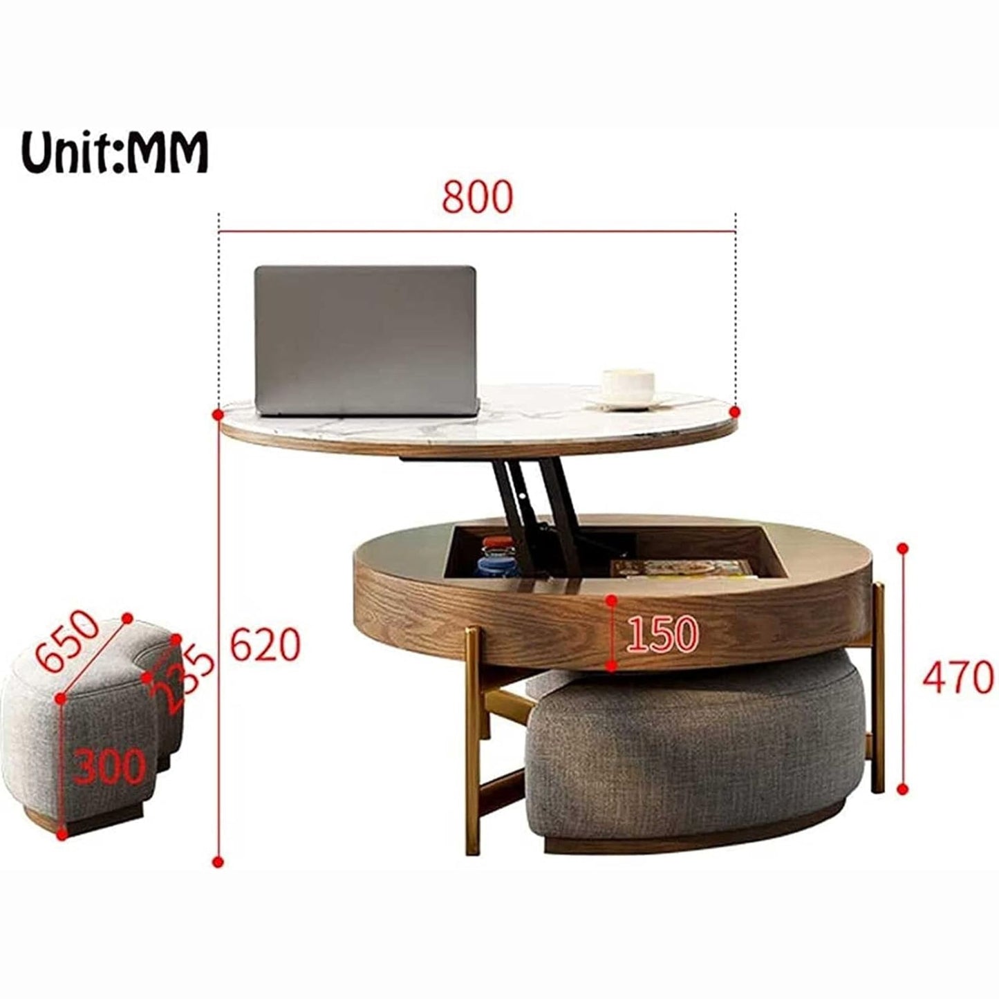 Multi-Function Table Convertible Coffee Table To Dining Table