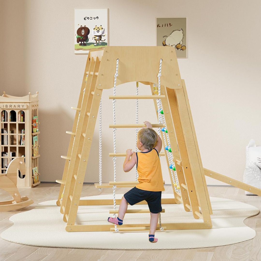 Wooden Indoor Climbing Playset for Kids