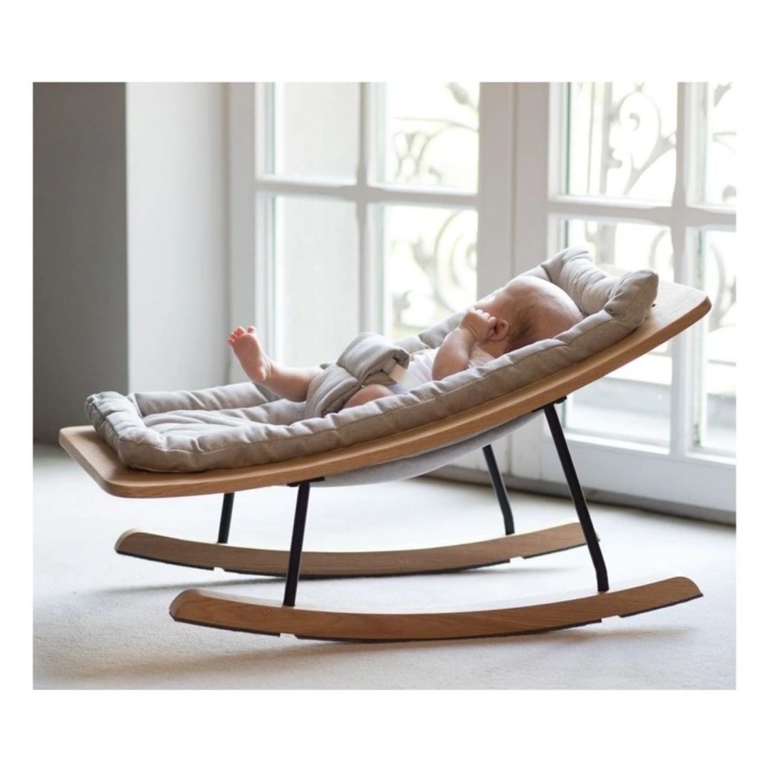 Modern Wooden Baby Rocker with Cushioned Seat
