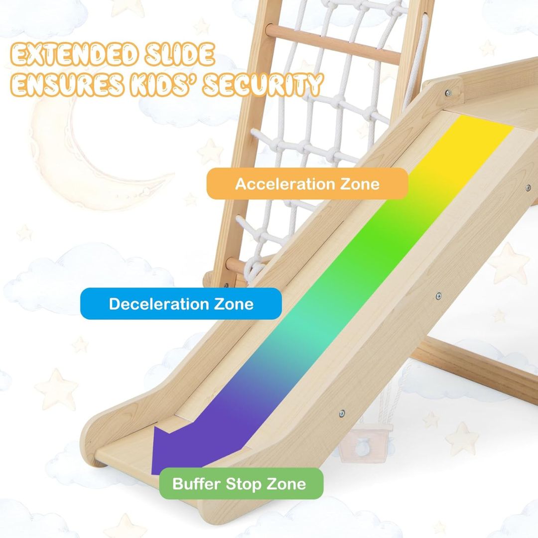 Indoor Climbing Stand, Pull Up Bar & Slide & Climbing Net & Ladder & Tunnel, Indoor Playground