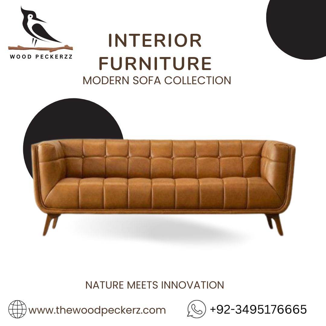 Modern Tufted Back Leather Sofa