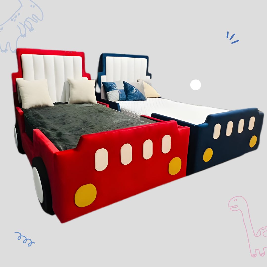 Kids Car Bed – Soft Padded Frame | Available in Red & Blue