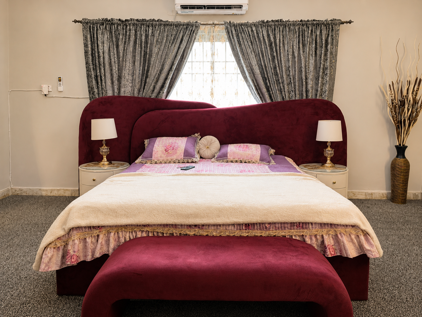 The Signature Crimson Designer Master Bed with Side tables