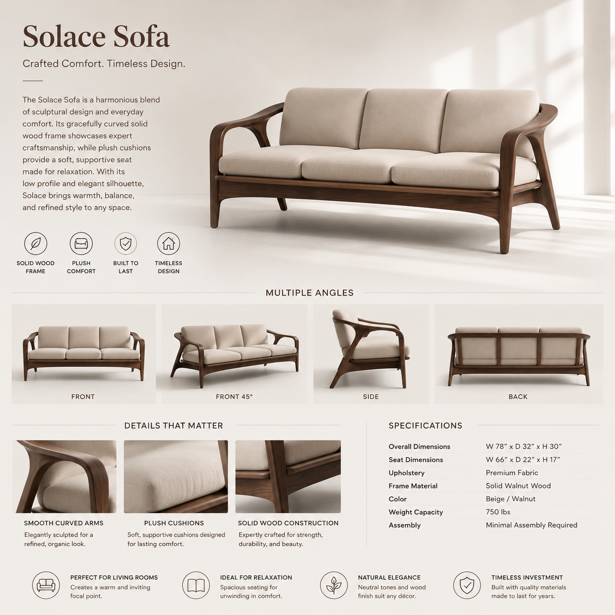 Solace Wooden Sofa