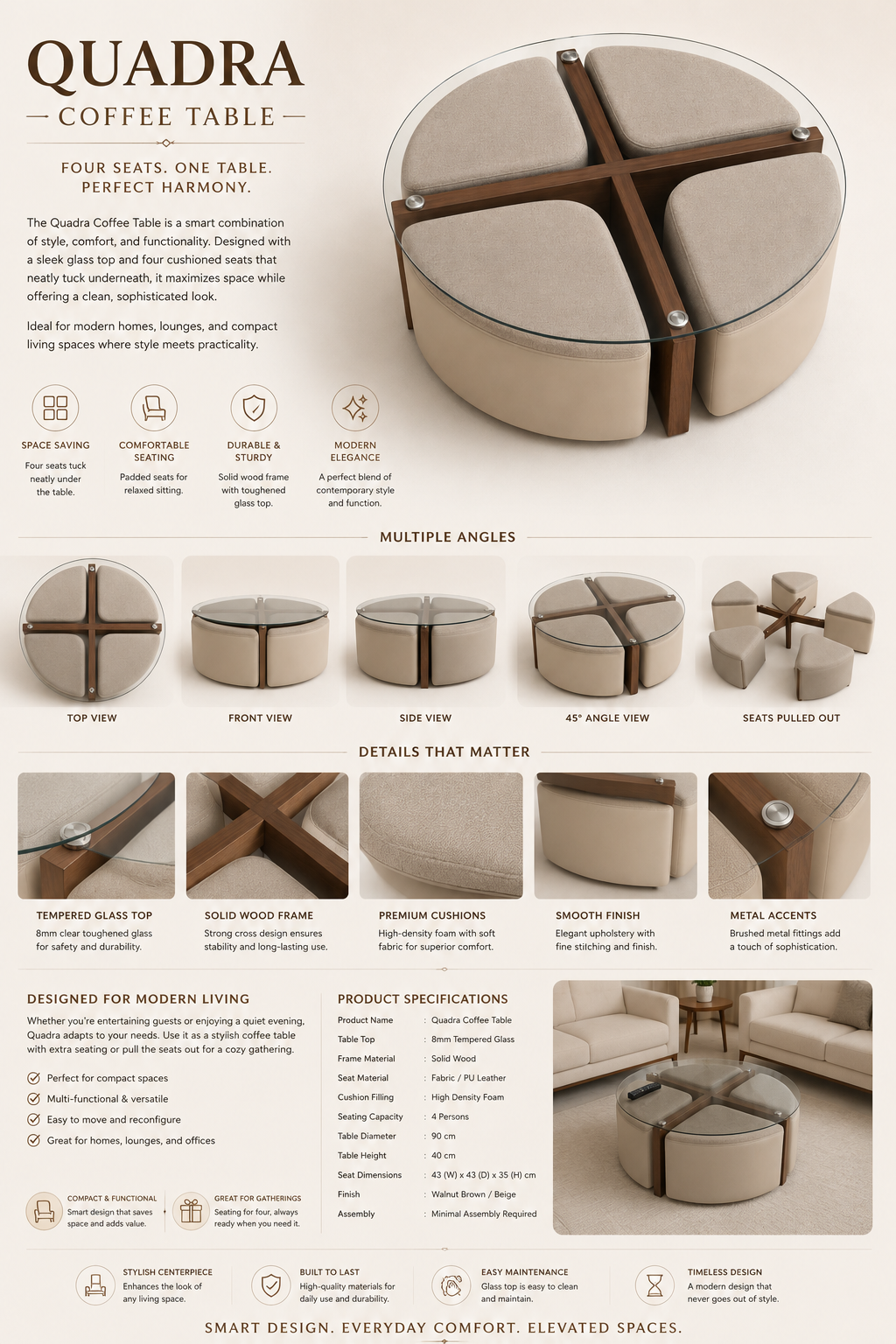 Multi-Function Table Convertible Coffee Table To Dining Table