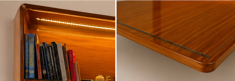 Wall-Mounted Foldable Desk with LED Bookshelf