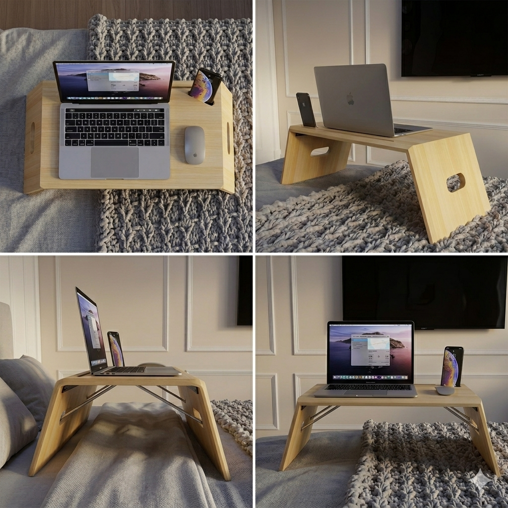 Portable Wooden Desk for Couch & Bed Use