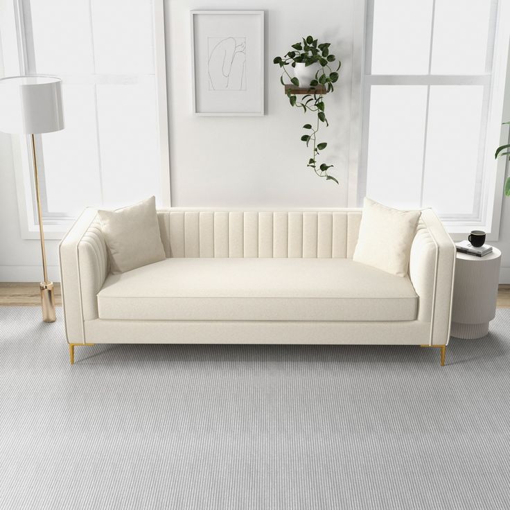 Lunara Cream Channel Sofa