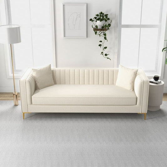 Lunara Cream Channel Sofa