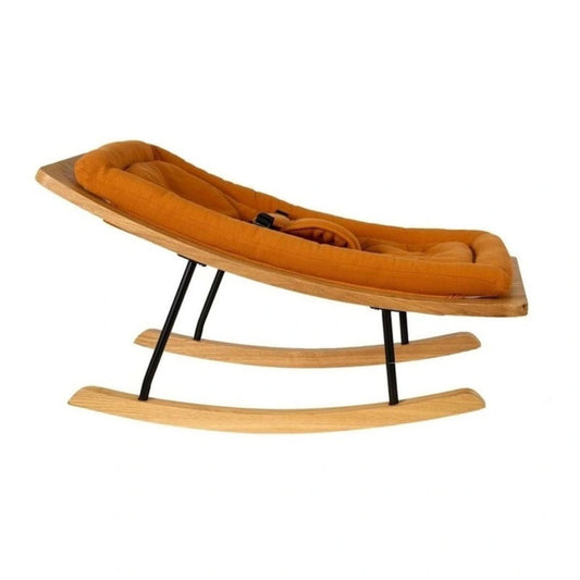 Modern Wooden Baby Rocker with Cushioned Seat