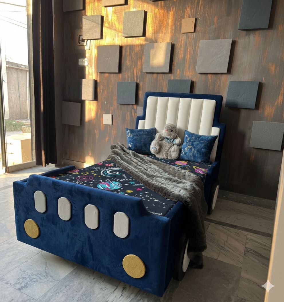 Kids Car Bed – Soft Padded Frame | Available in Red & Blue