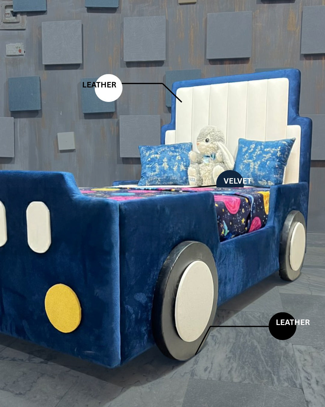 Kids Car Bed – Soft Padded Frame | Available in Red & Blue