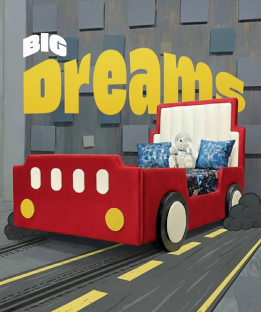 Kids Car Bed – Soft Padded Frame | Available in Red & Blue